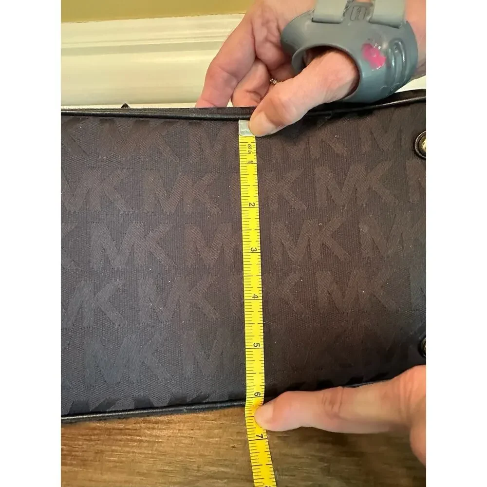 Michael Kors MK Logo Black Canvas Tote Bag Purse Handbag Designer‎